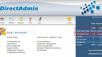 Kiểm tra dung lượng hosting direct admin